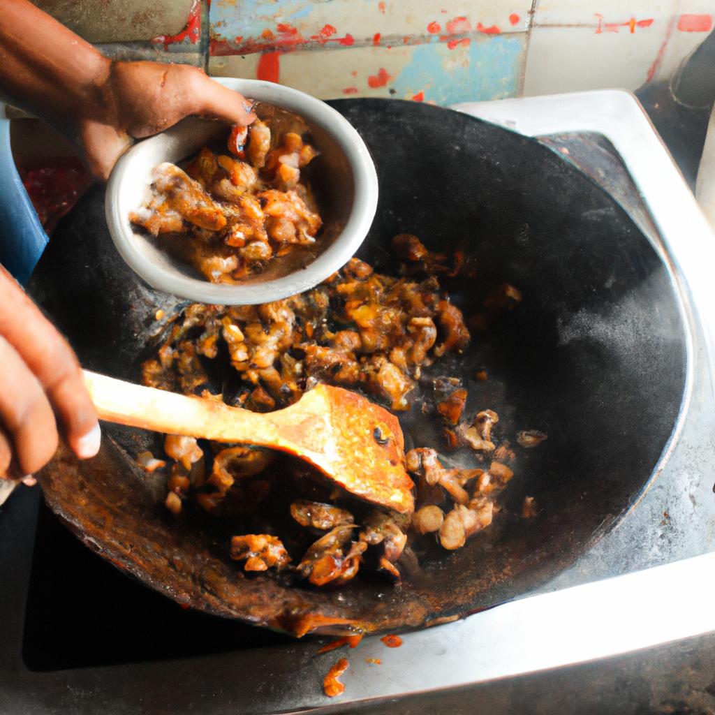 Person cooking traditional Puerto Rican dish