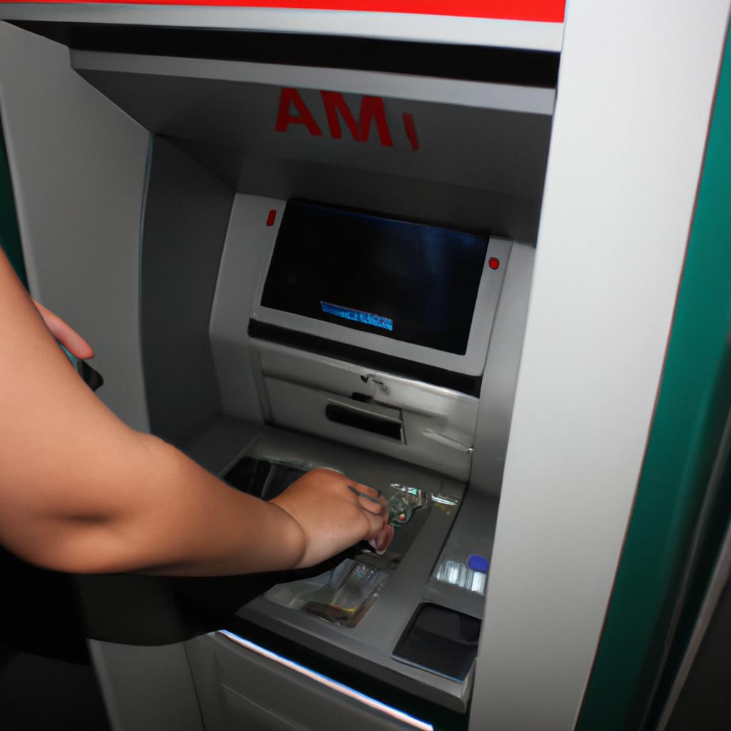 Person withdrawing money from ATM