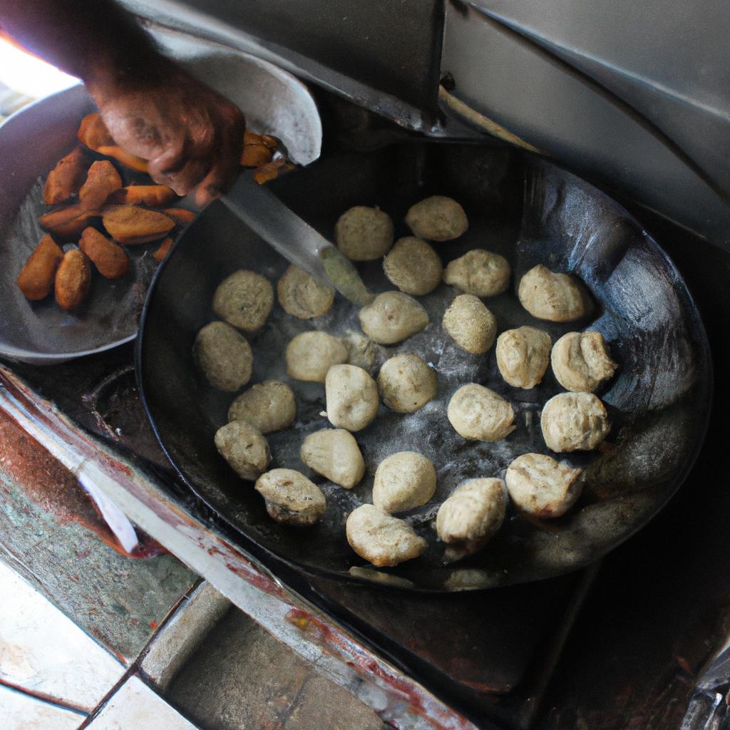 Person cooking Bacalaitos in Puerto Rico