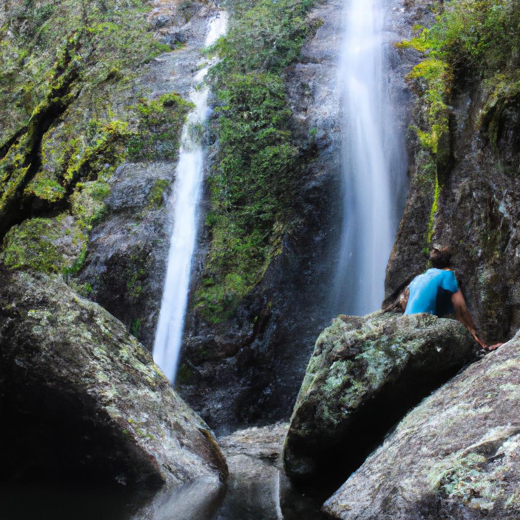 Person admiring Charco Frio Waterfall
